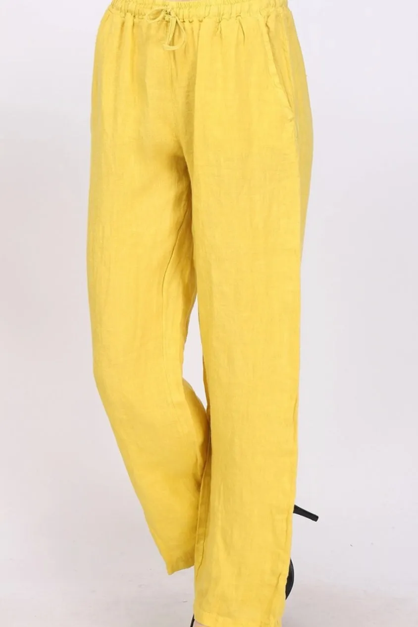 100% Linen Drawstring Pants- 30132