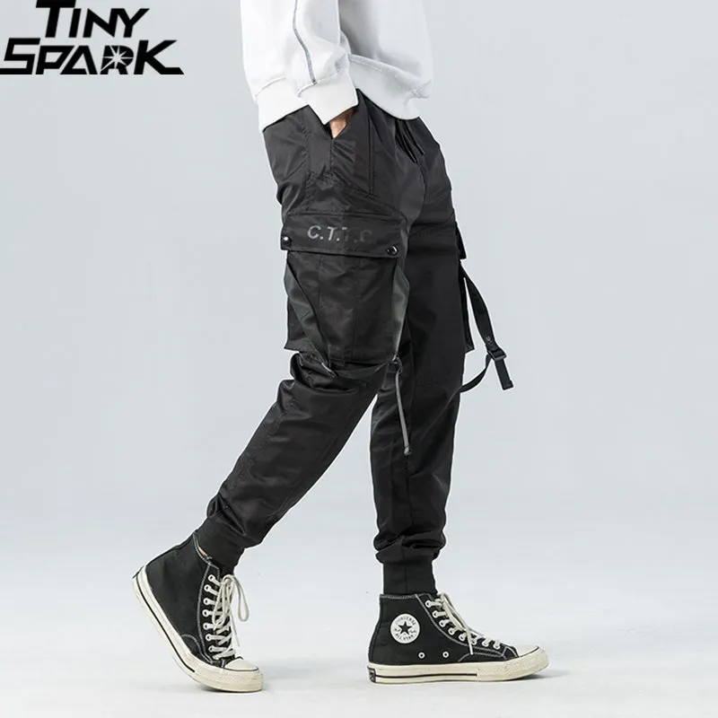 2023 Hip Hop Cargo Pants Pockets Men Streetwear Harajuku Joggers Pants Hiphop Swag Ribbion Harem Pan