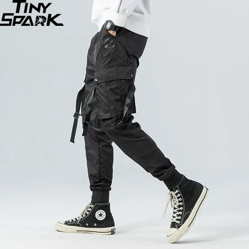 2023 Hip Hop Cargo Pants Pockets Men Streetwear Harajuku Joggers Pants Hiphop Swag Ribbion Harem Pan