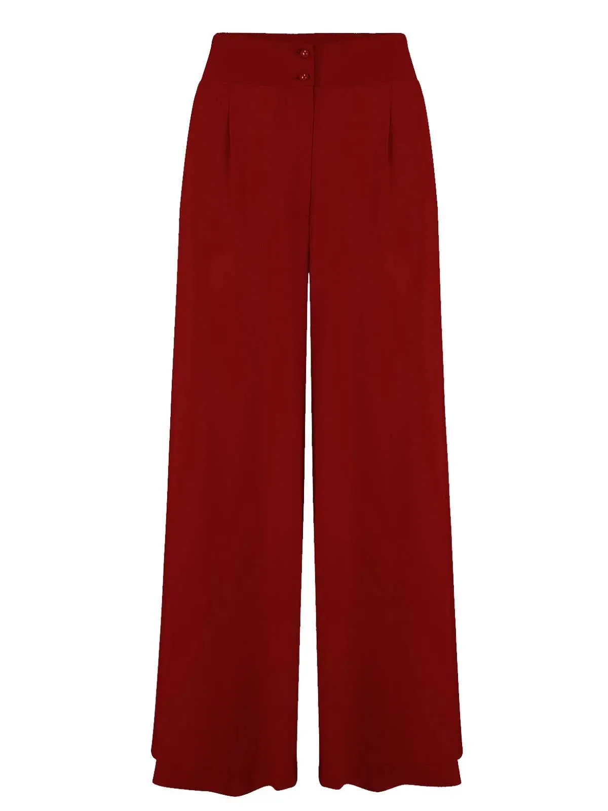 40s Vintage Style Wide Leg Trousers - Wine