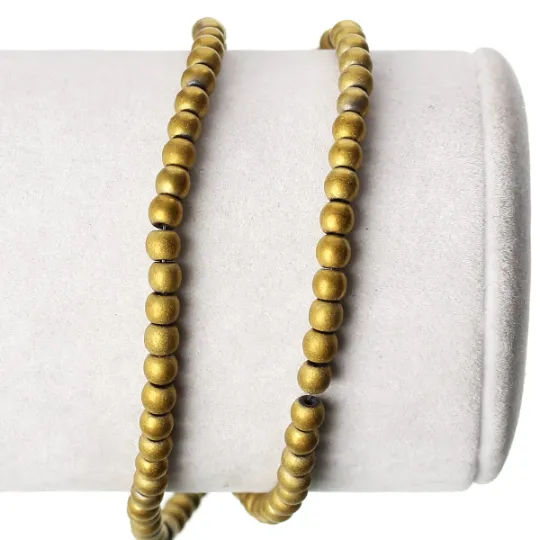 4mm Round MATTE GOLD Hematite Gemstone Beads, strand ghe0041