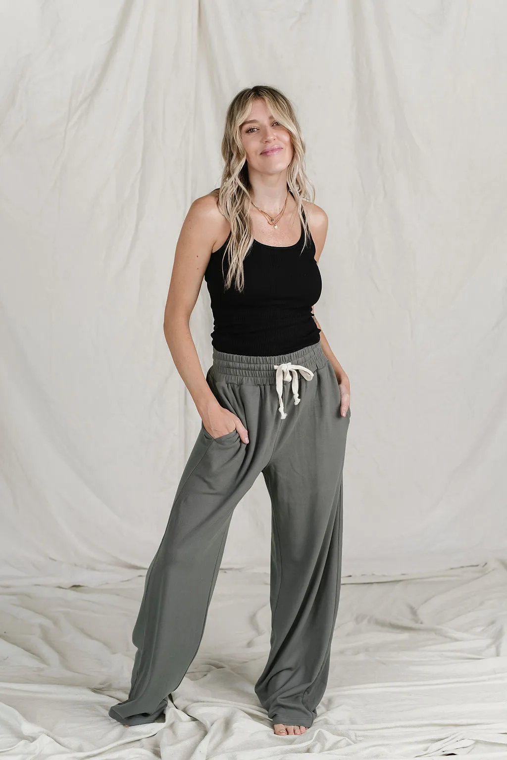 Ampersand Performance Fleece Free Time Wide Leg Pants- Wanderlust