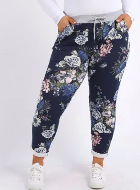 Anne   Kate Italian Blossom Print Navy Pant 16-20