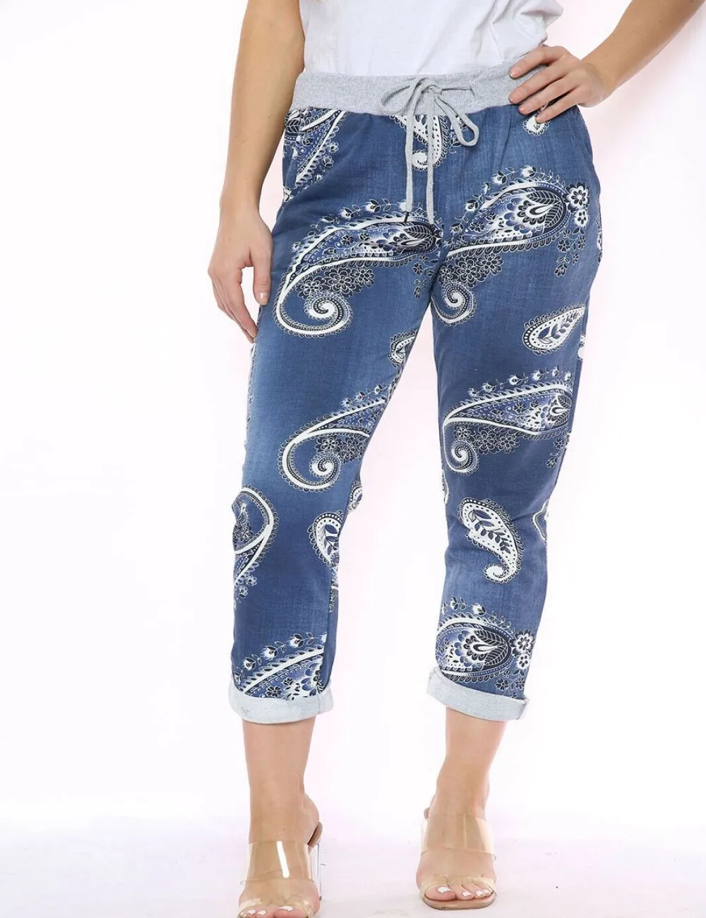 Anne   Kate Italian Paisley Dark Denim Pants 14-18