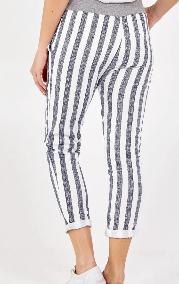 Anne   Kate Italian Stripe Denim Blue Pants 10-12