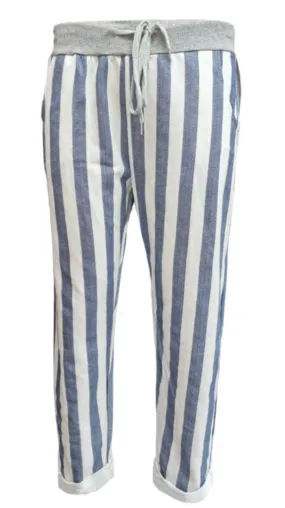 Anne   Kate Italian Stripe Denim Blue Pants 10-12