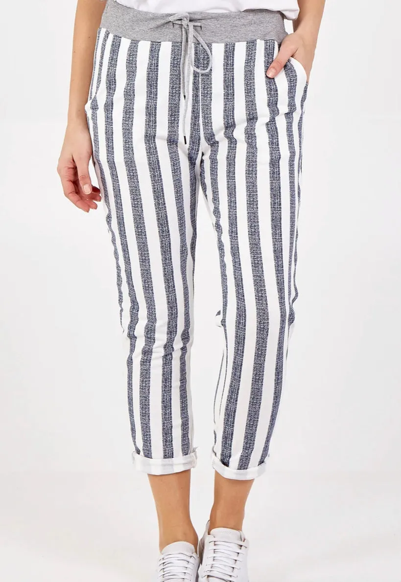 Anne   Kate Italian Stripe Denim Blue Pants 10-12