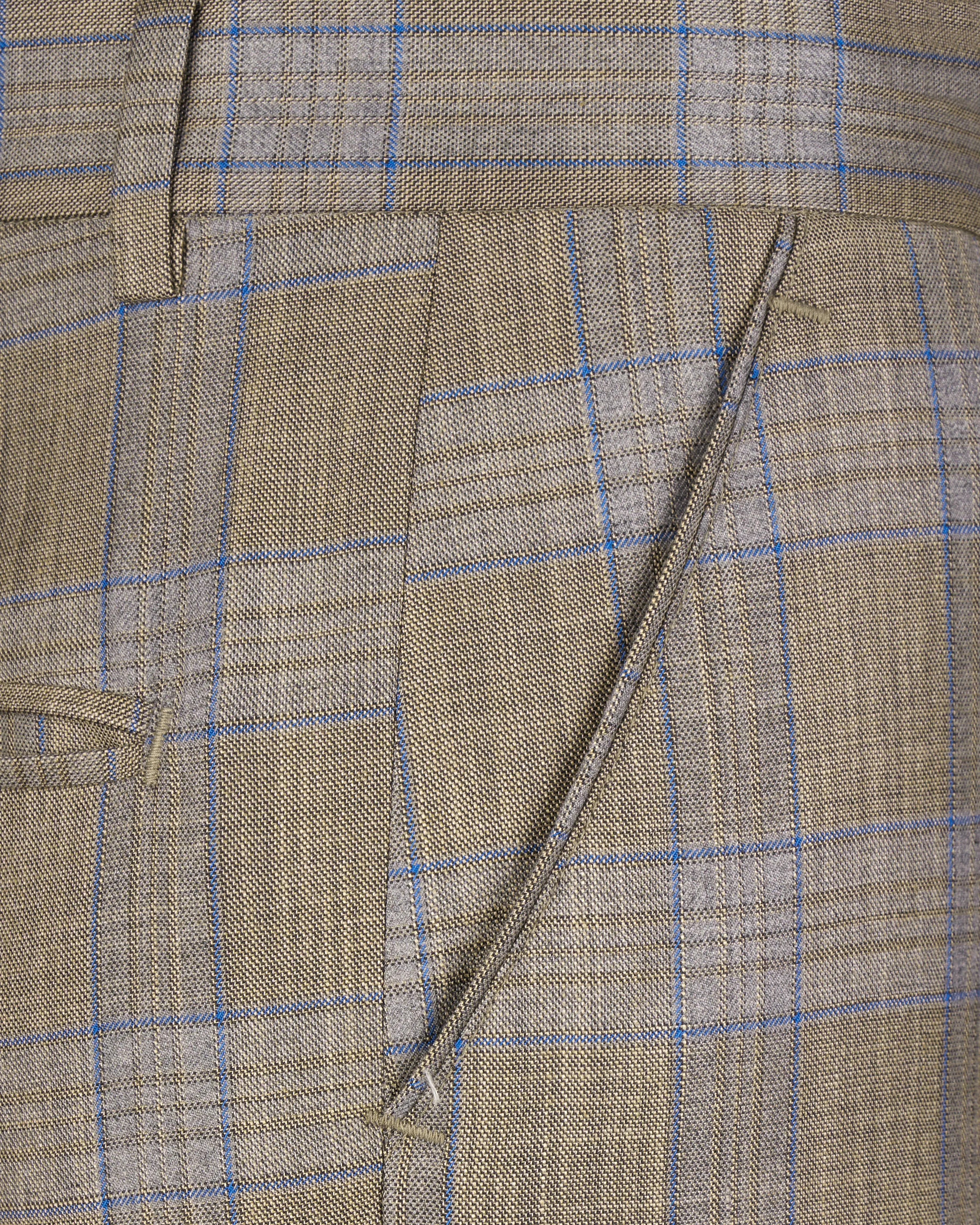 Arrowtown Brown with Azure Blue Plaid Pant