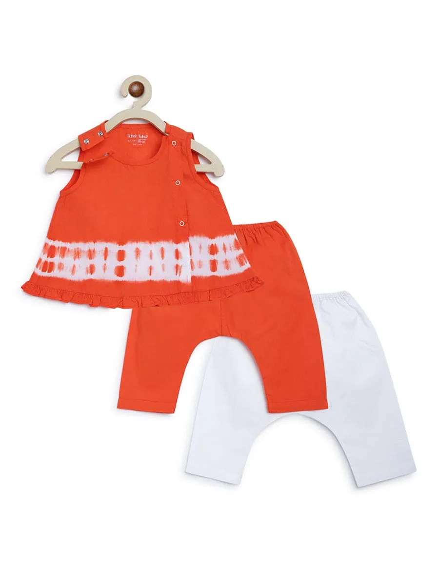 Baby Girl Set Tie Dye Stripe - Orange