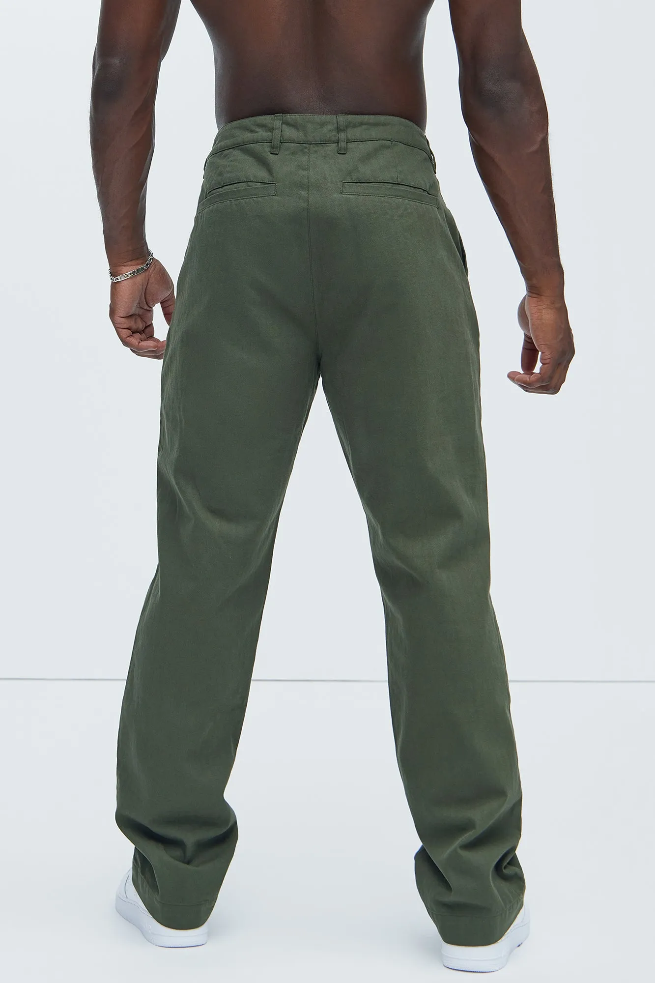 Berry Herringbone Straight Pants - Olive