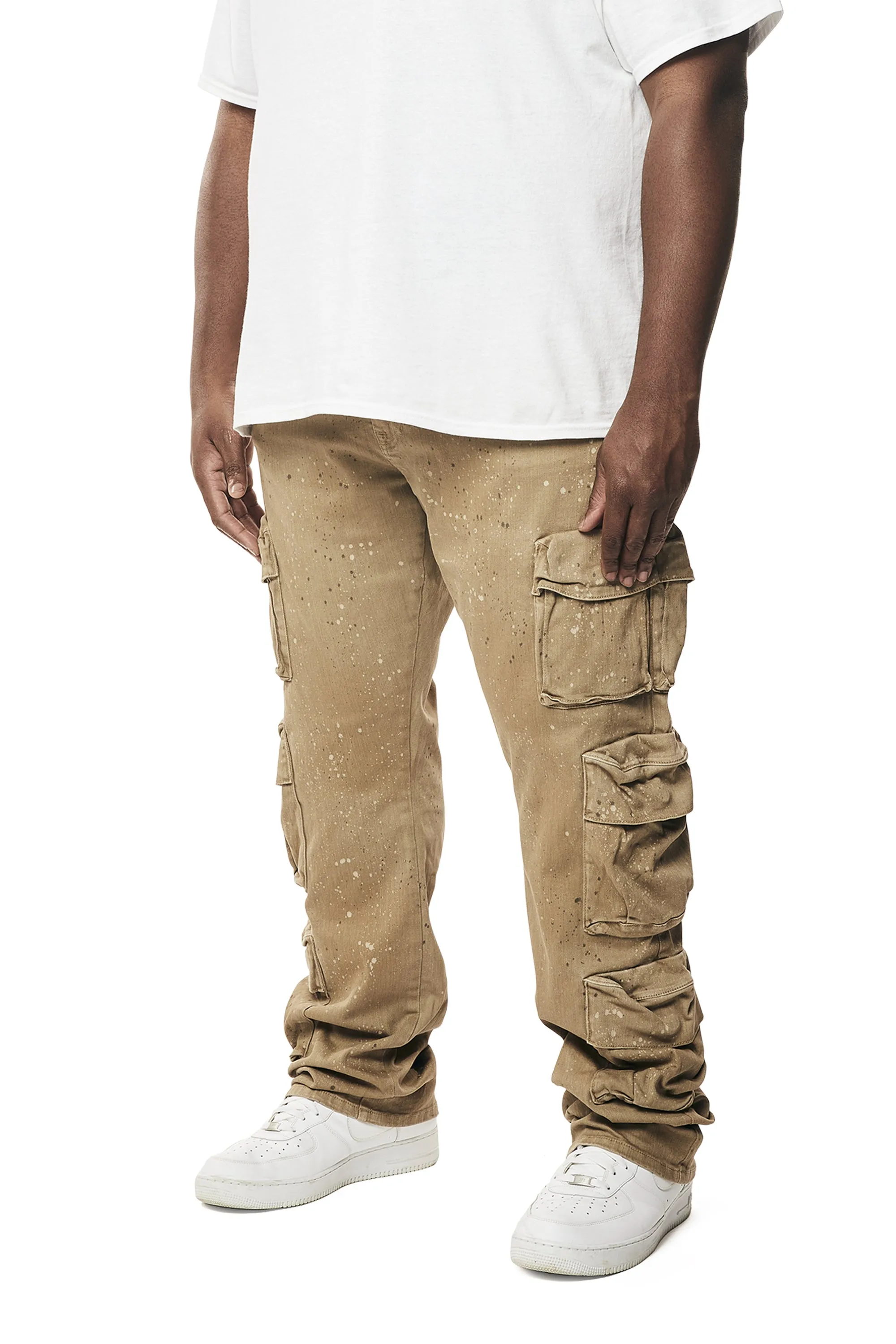 Big and Tall - Airbrushed & Heavy Splattered Stacked Twill Pants - Cortado