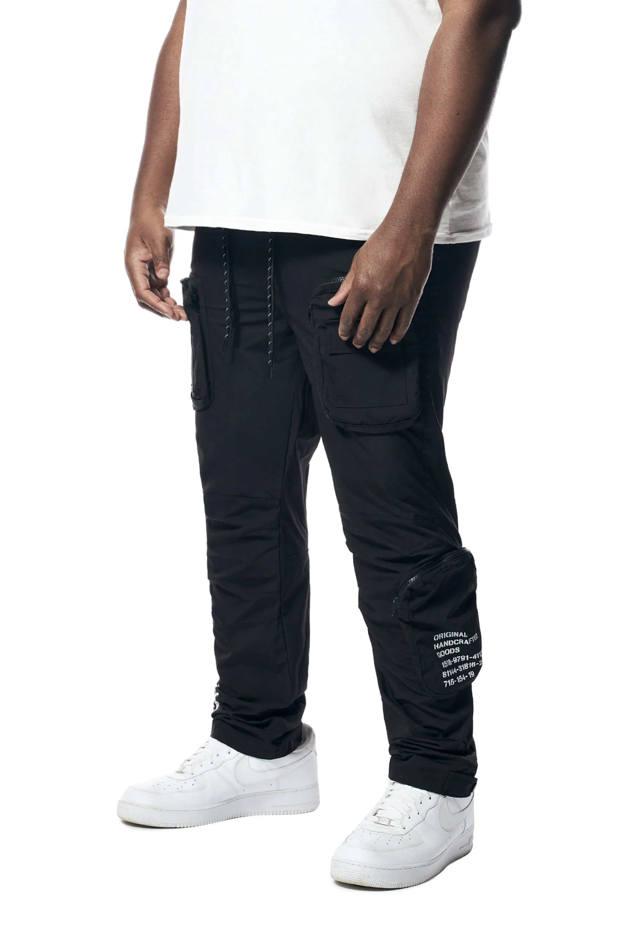 Big and Tall - Printed Utility Windbreaker Joggers - Black