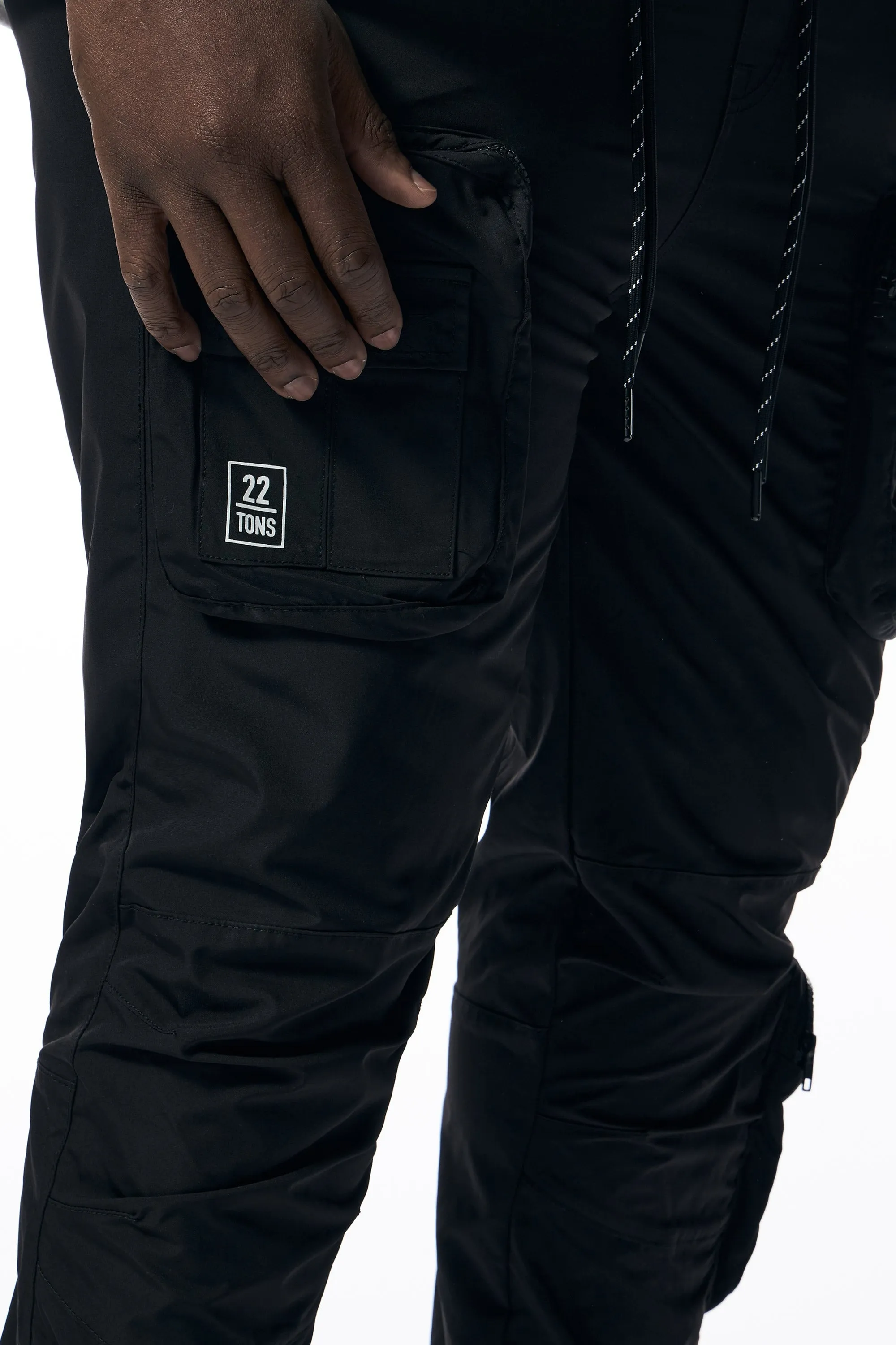 Big and Tall - Printed Utility Windbreaker Joggers - Black