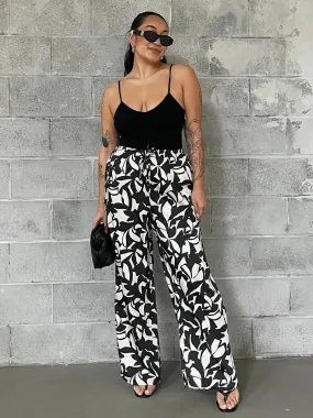 BLACK TAPE Printed Satin Wide Leg Pant