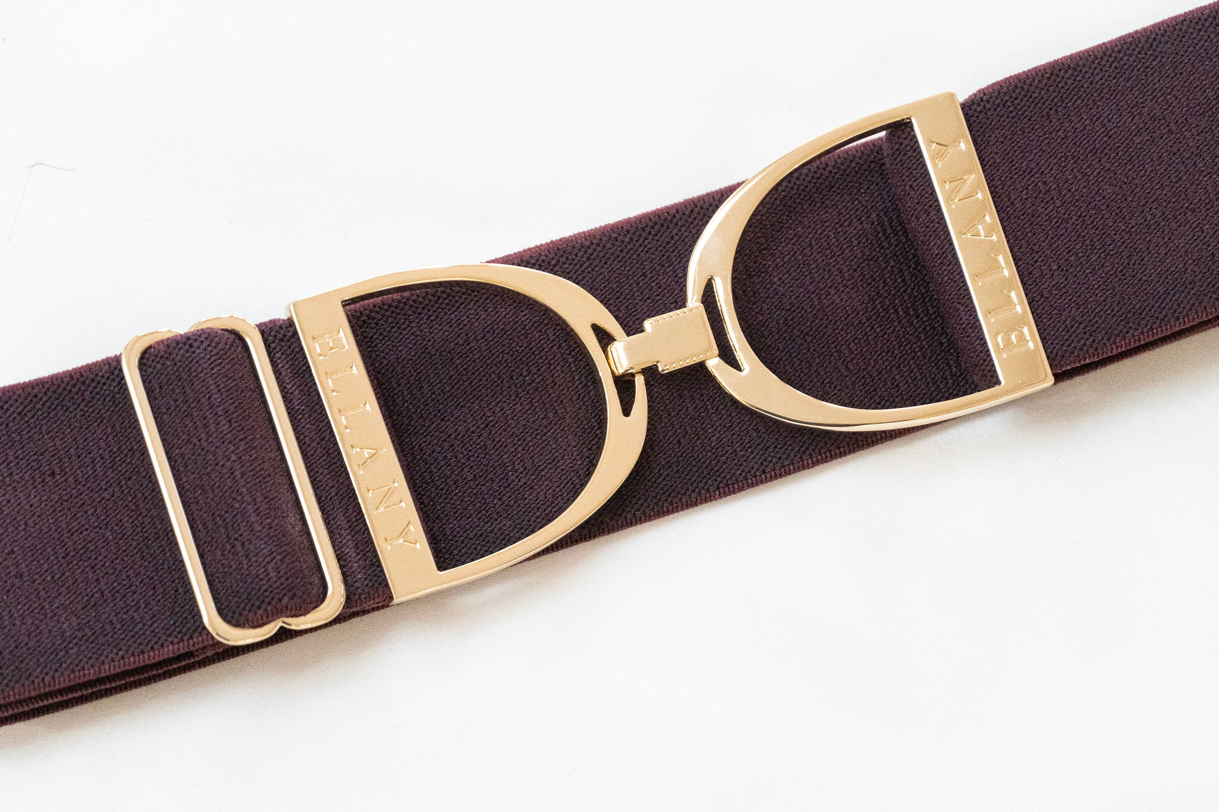 Bordeaux - 2" Gold Stirrup Equestrian Elastic Belt