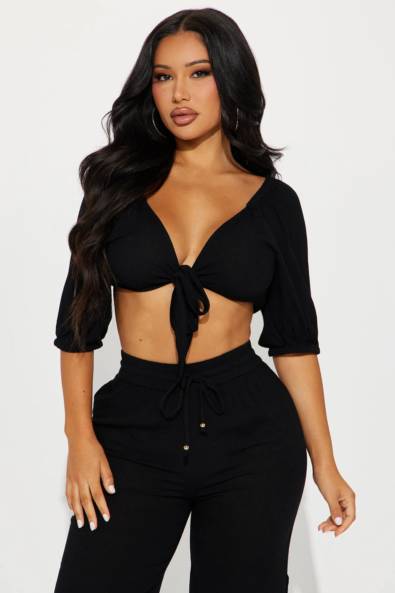 Breezy Nights Linen Swim 2 Piece Cover Up - Black