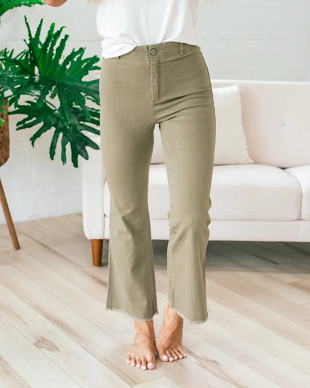 Bristol Wide Leg Crop Pants - Olive