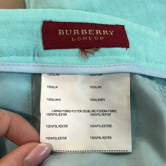 Burberry Aqua Linen Blazer and Trousers Suit Set