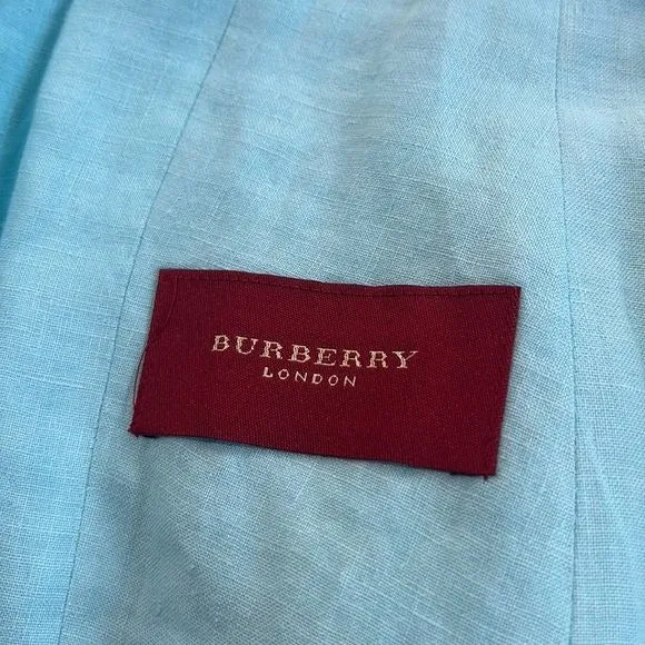 Burberry Aqua Linen Blazer and Trousers Suit Set