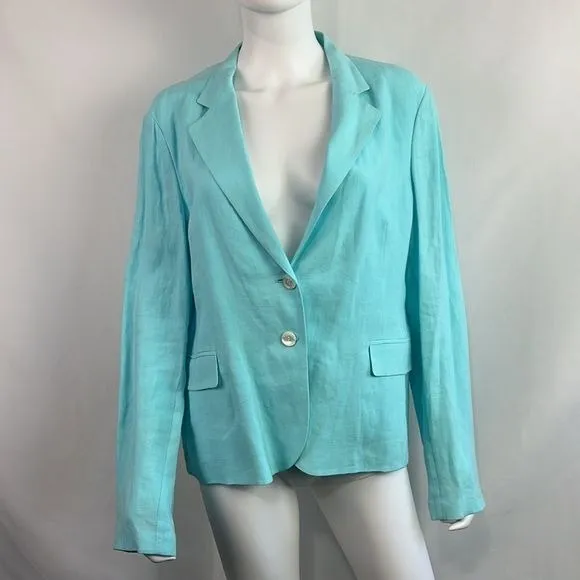 Burberry Aqua Linen Blazer and Trousers Suit Set