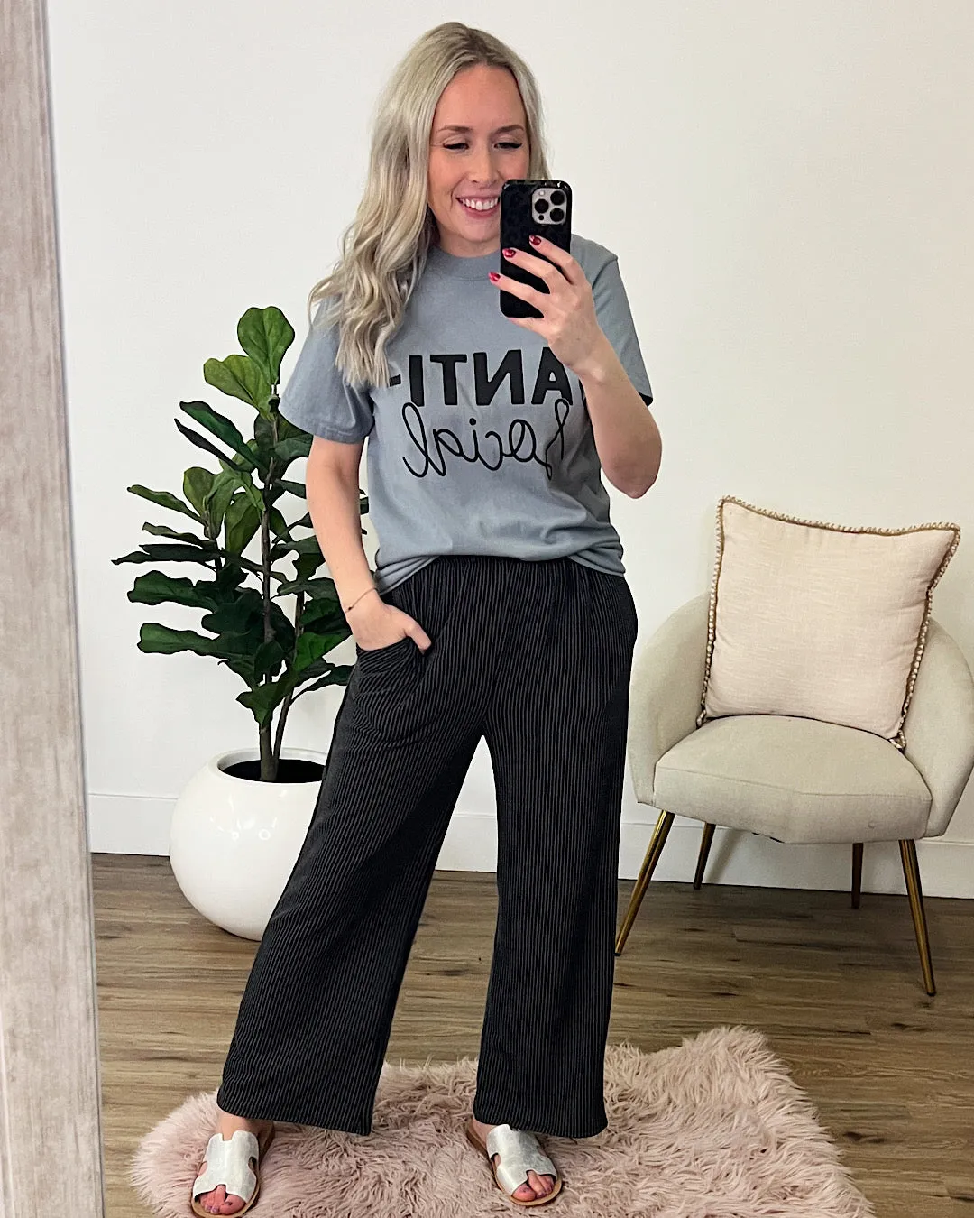 Charcoal Corded Comfy Pants FINAL SALE