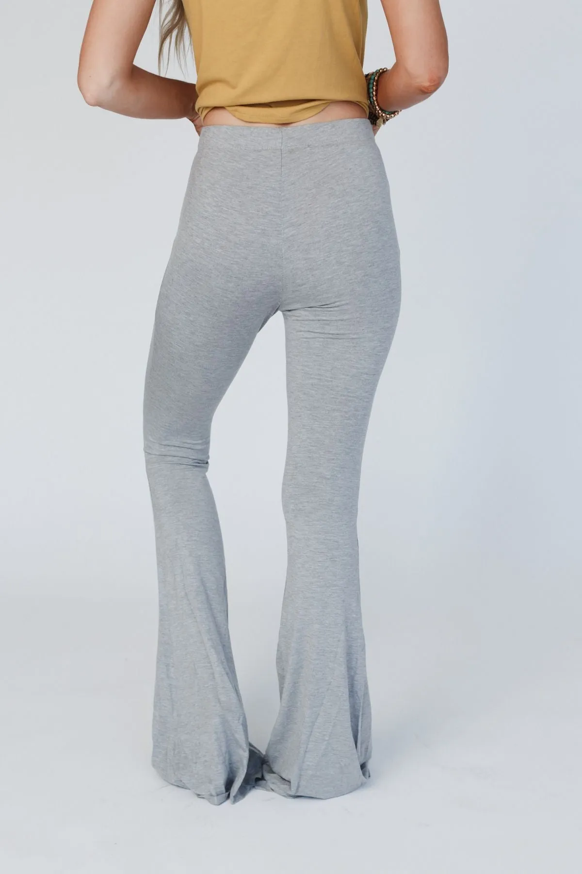 Cher Solid Raw Edge Flare Pant - Heather Gray