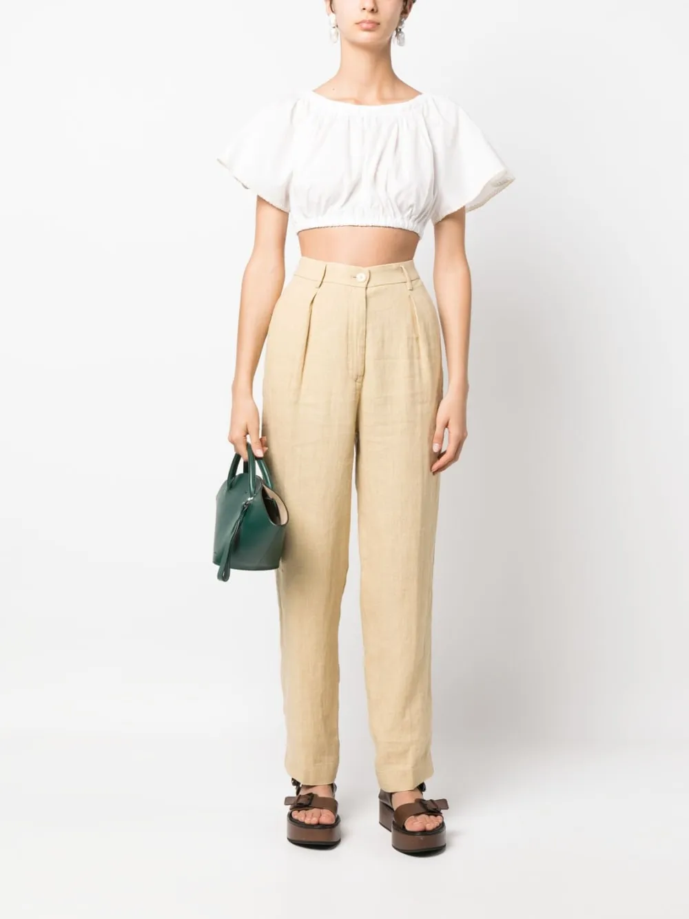 Chic Linen Canvas High Waist Pants