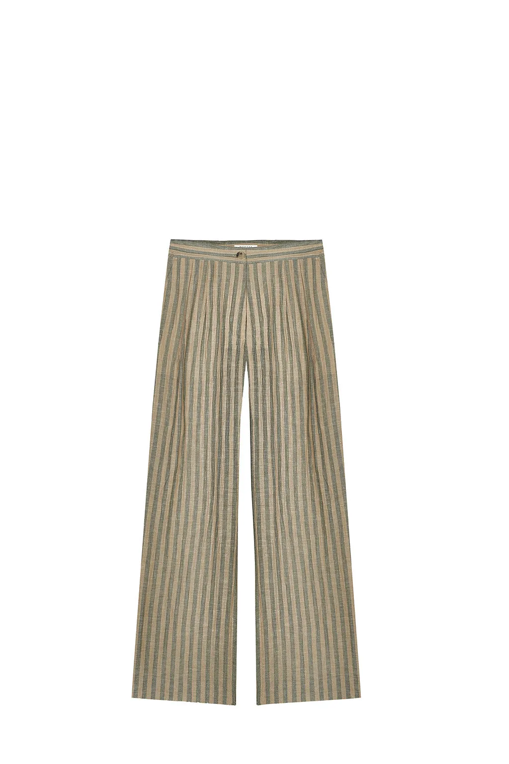 CIDADELA STRIPED COTTON AND LINEN PANTS IN DUNE