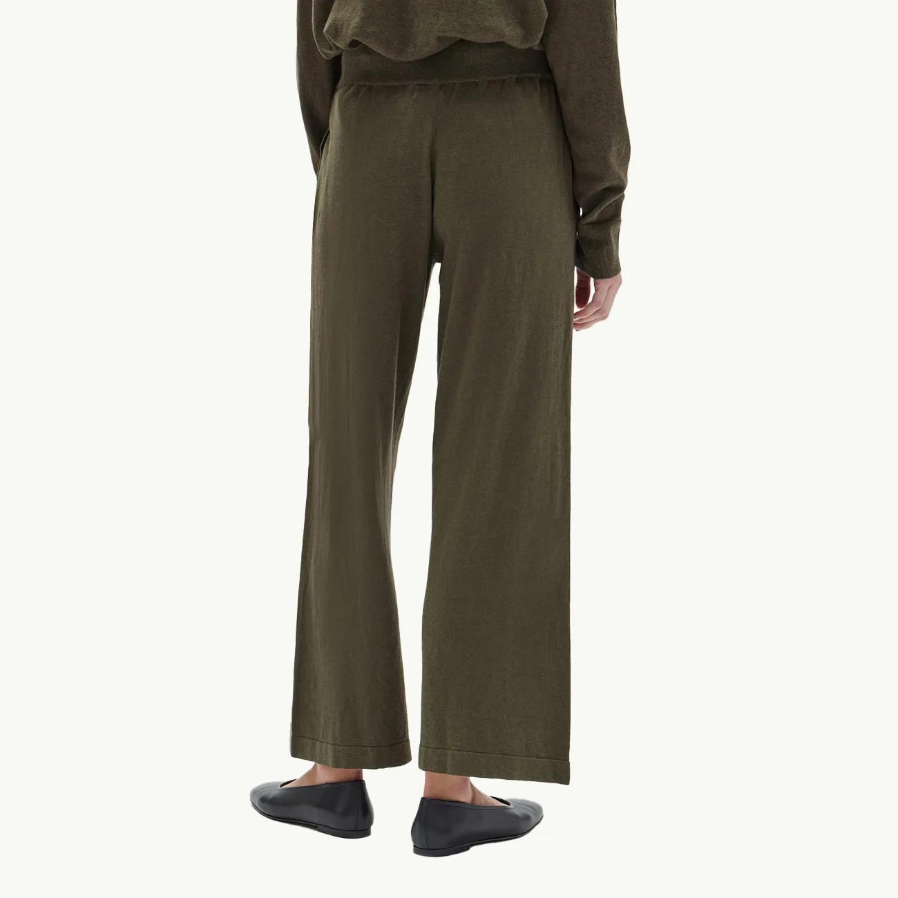 Cotton Cashmere Lounge Wide Leg Pant - Pea Marle