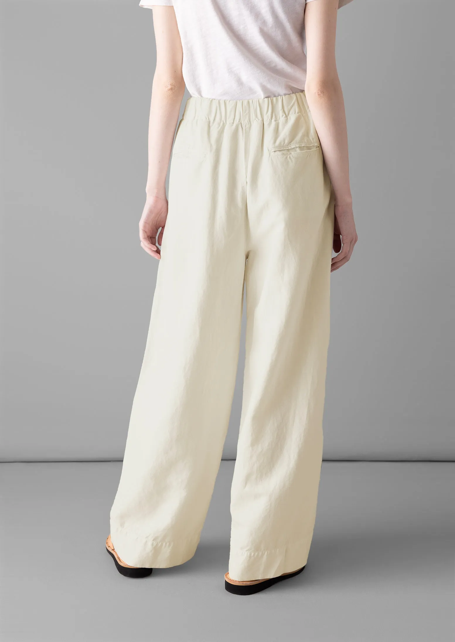 Cotton Linen Wide Leg Pants | Parchment