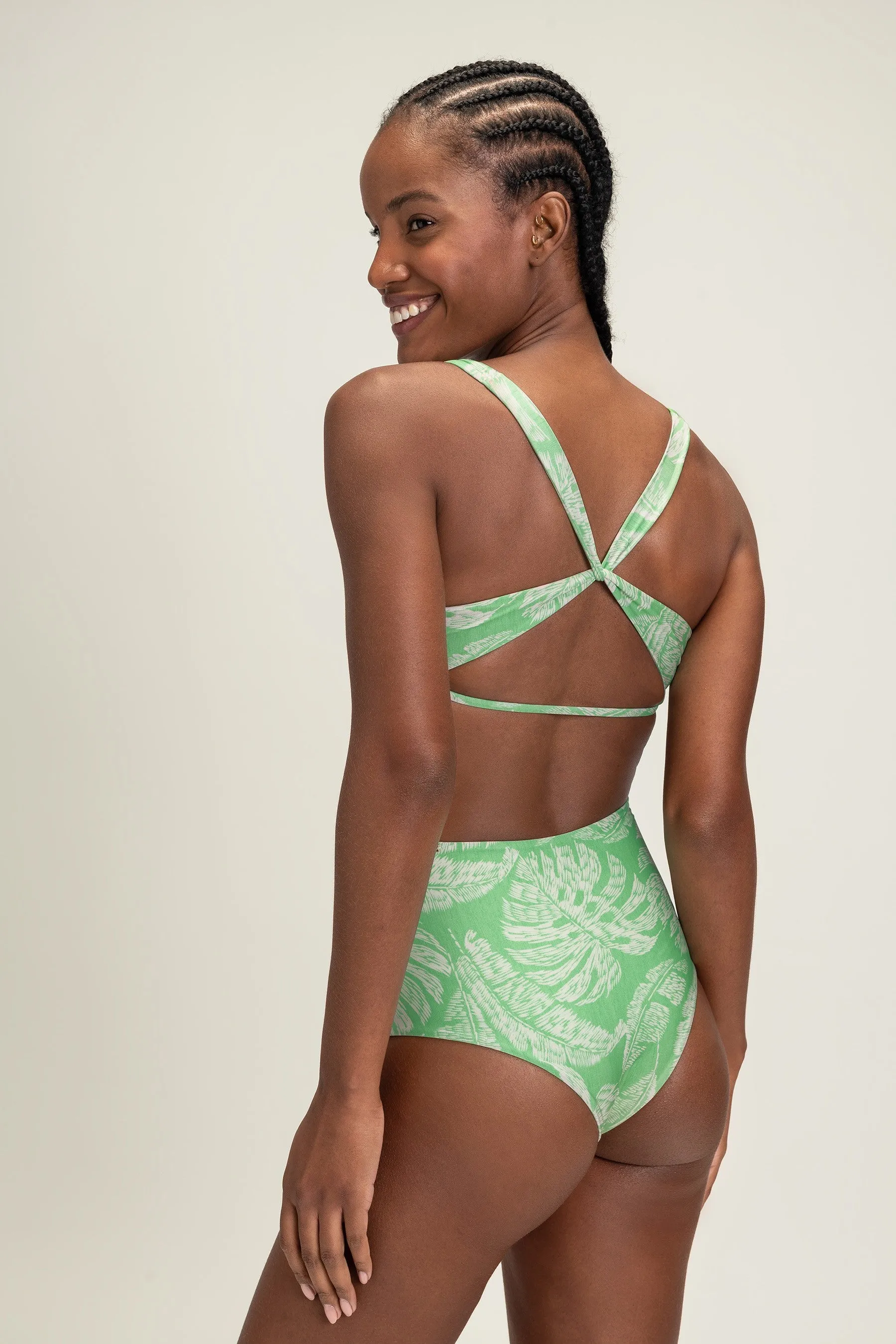 Cross Palm High-Waist Bikini Bottom