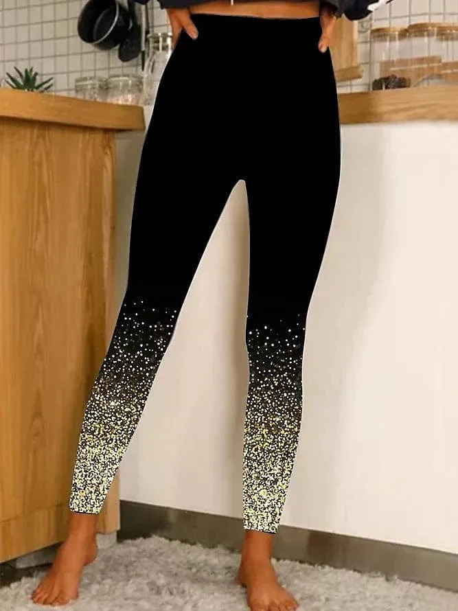 Designer Sparkle & Shine Weekend Yoga Print High-Waisted Tights Leggings