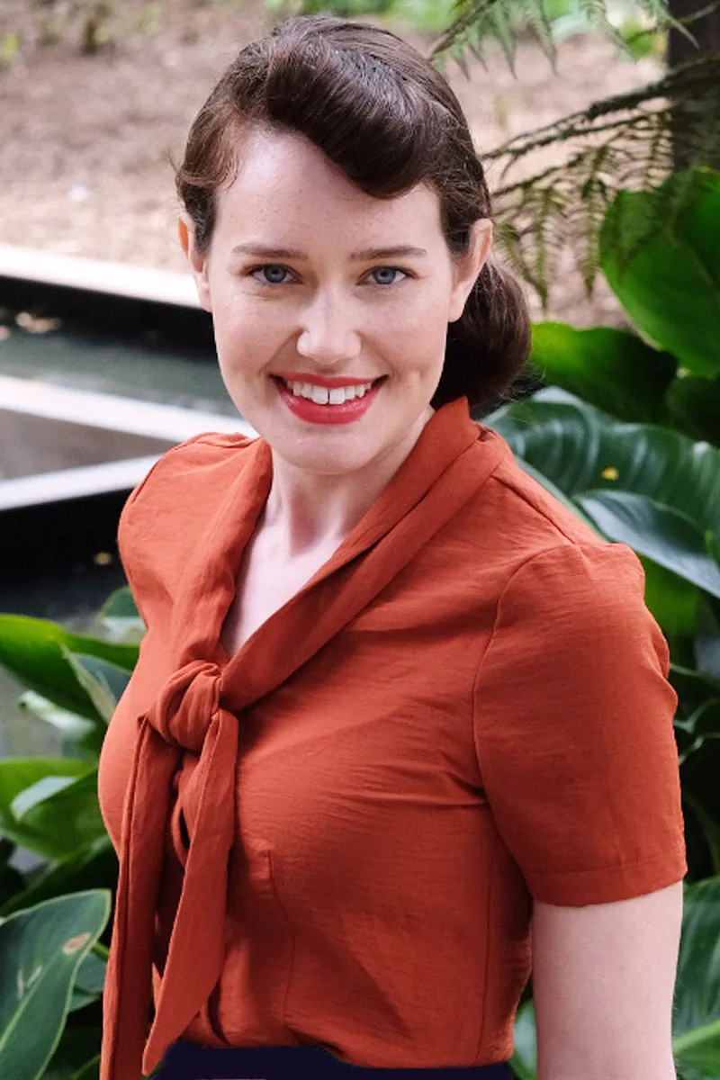 Dorothy Orange Bow Tie Blouse