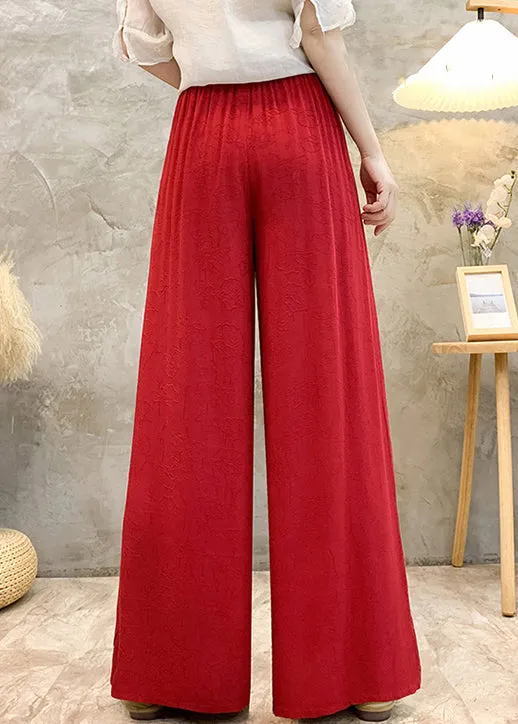 Ethnic Style High Waisted Embroidered Wide Leg Pants Summer BV048