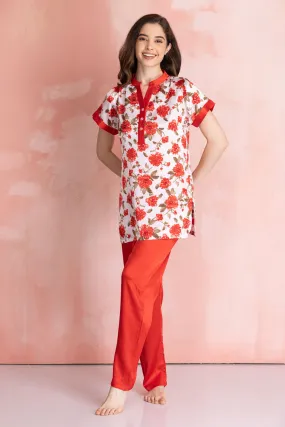 Floral Satin Night suit