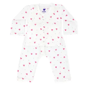 Full sleeve Jabla -Pyjama Set -Organic Muslin -Pink Love