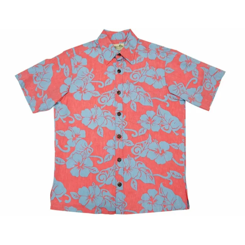 Hibiscus Print Red Hawaiian Shirt