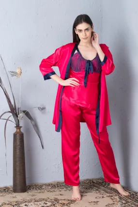 Hot pink Night suit with Robe