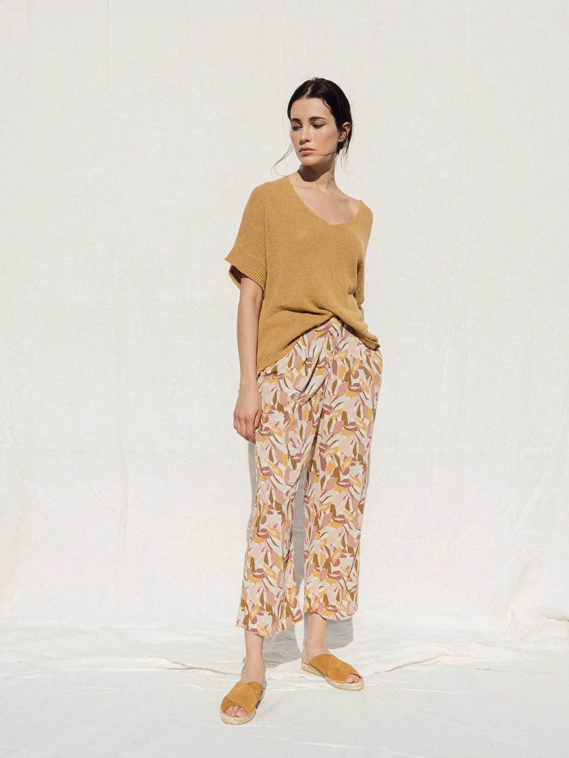 Indi & Cold Fluid Leaf Pants | Rose