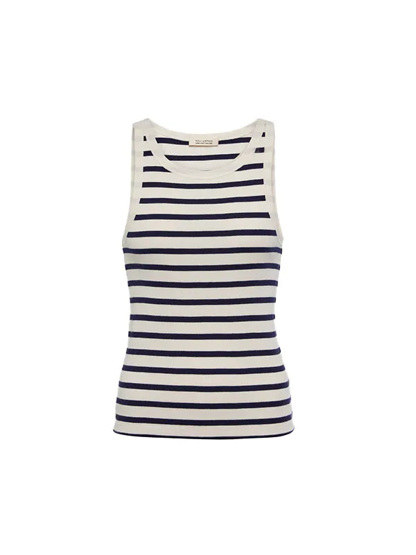 Jennifer Rib Tank in Navy Stripe