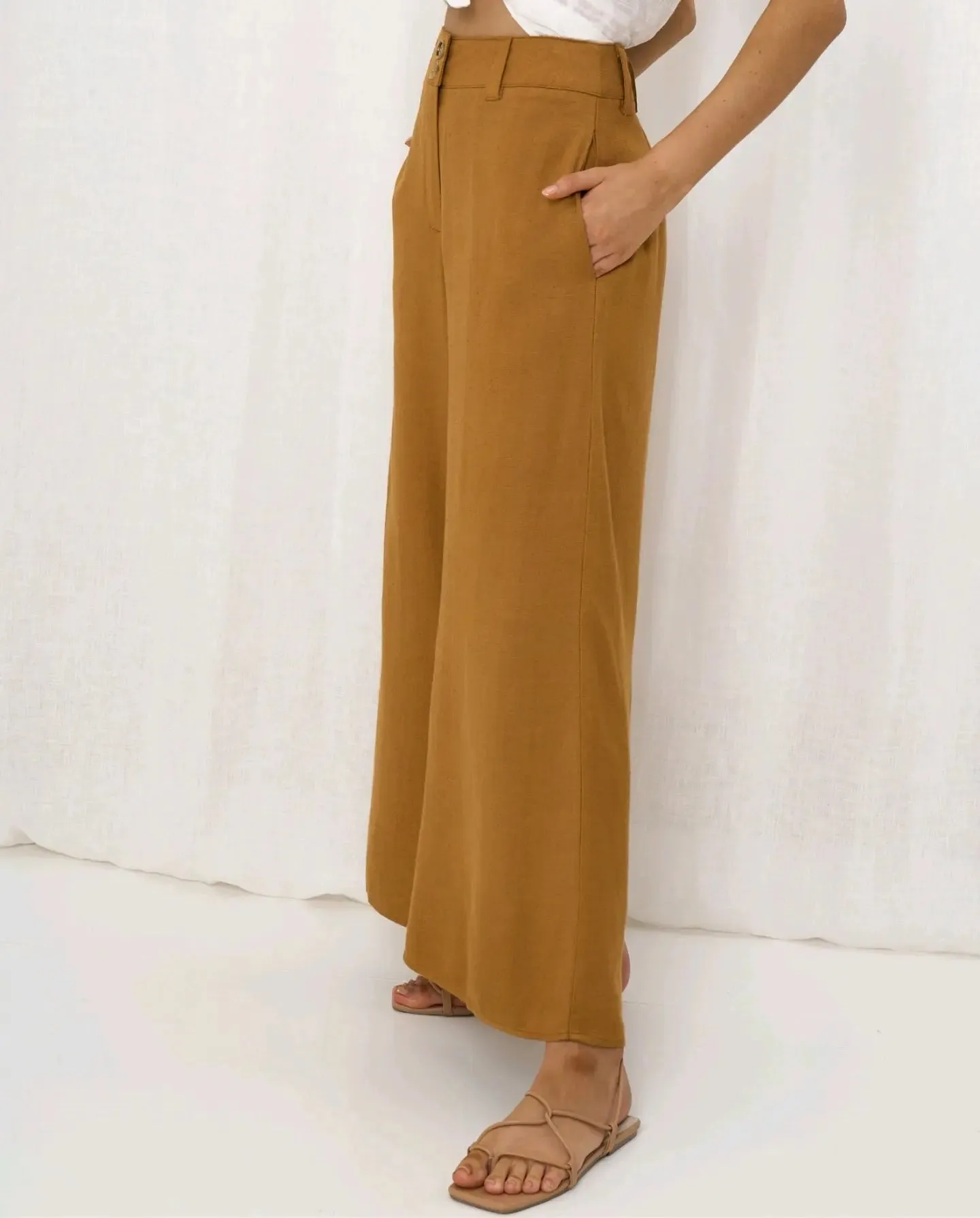 Joplin Silk Linen Pants - Vintage Mustard