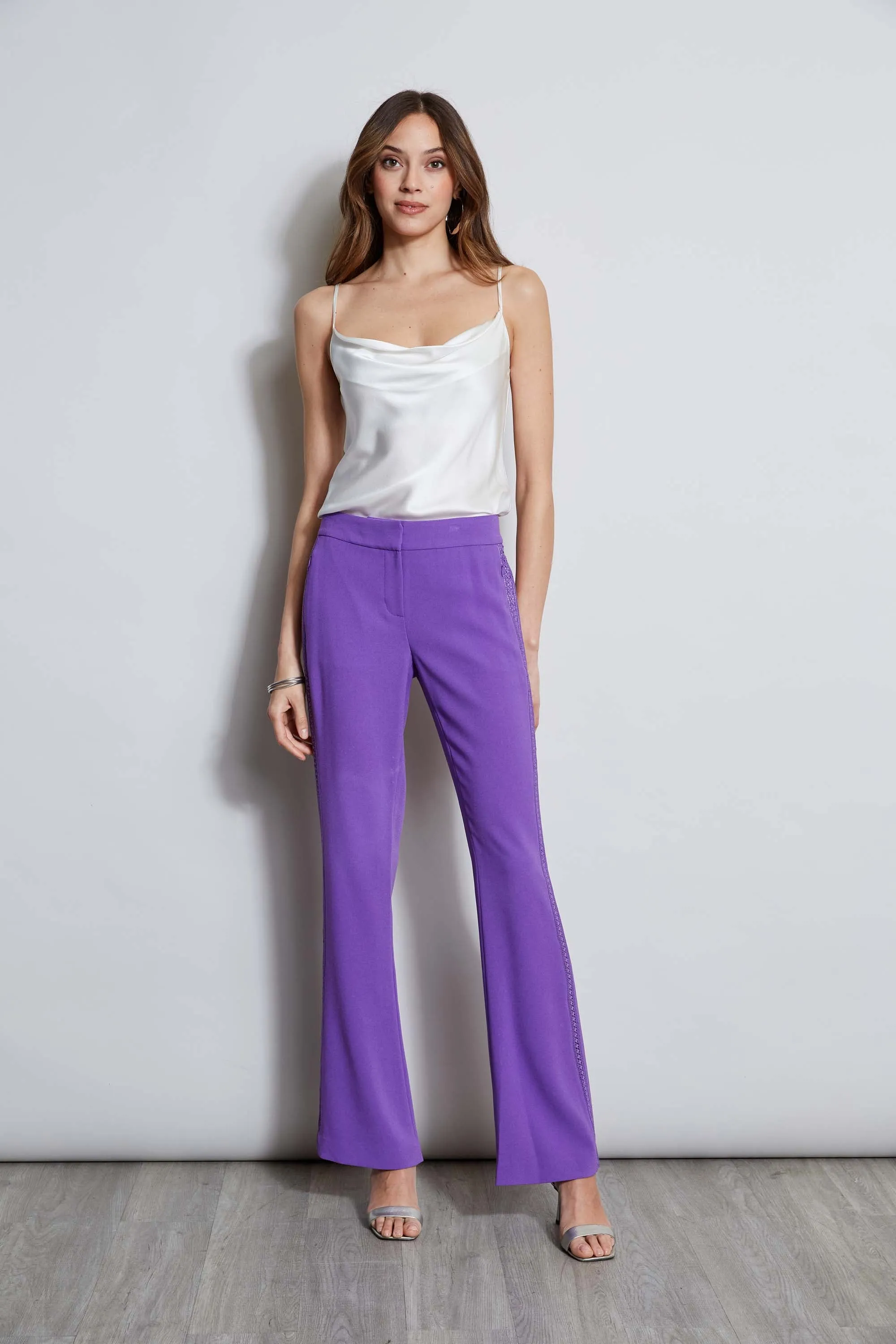 Lace Trim Fit & Flare Pant