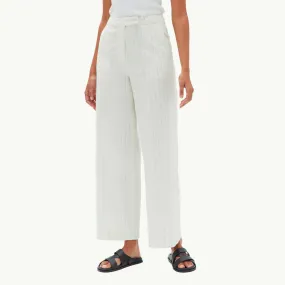 Leila Stripe Linen Pant - Cream Pinstripe