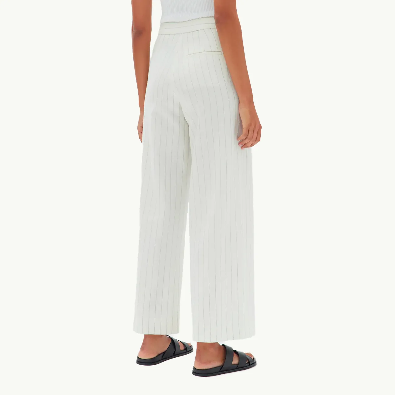 Leila Stripe Linen Pant - Cream Pinstripe