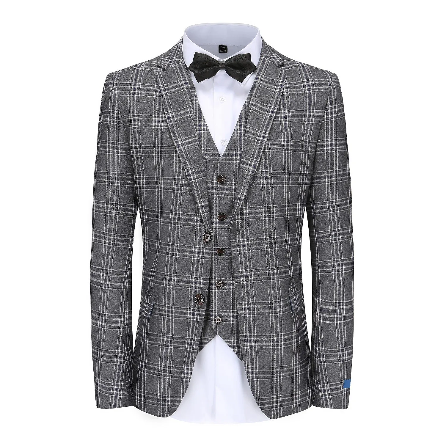 Men's Slim-Fit 3PC Glen Plaid Suit