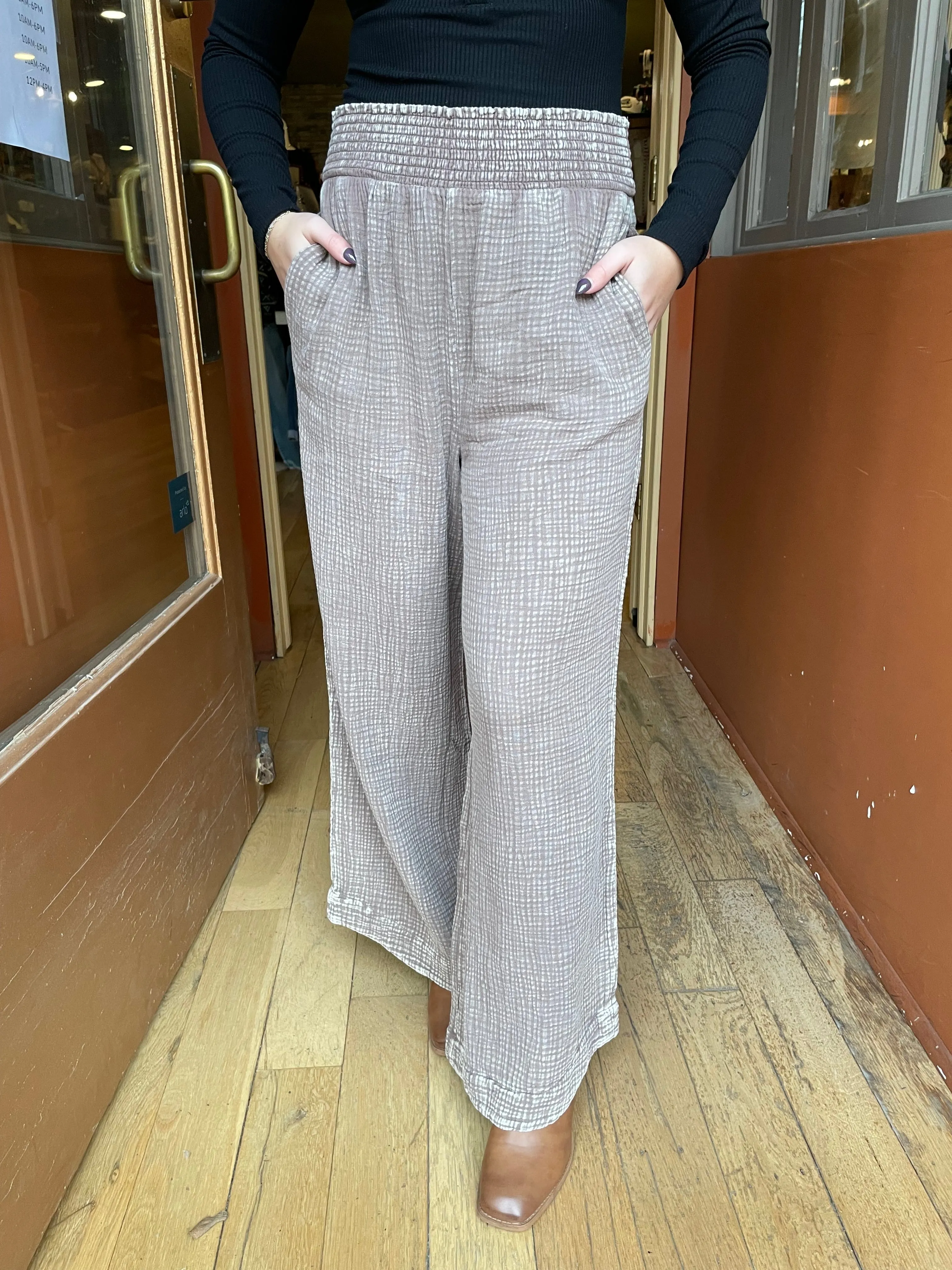 Mocha Washed Gauze Pants EB50317