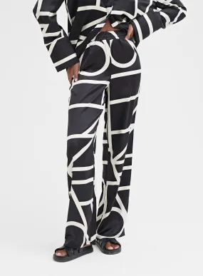 Multi Contrast Print Satin Trouser – Kora