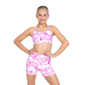 Nicole: Midi Length Bike Shorts in Electric Pink Print