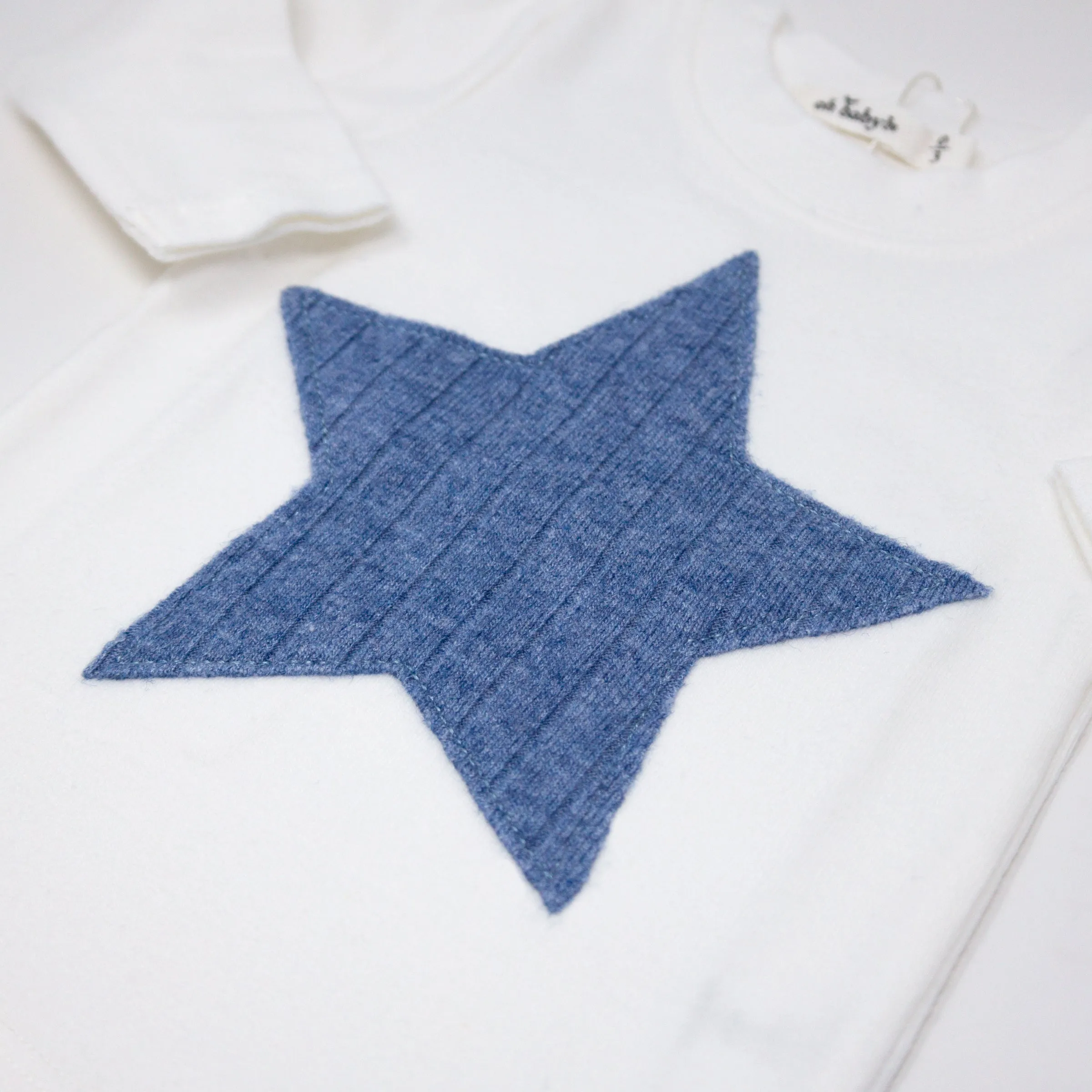 oh baby! Long Sleeve Two Piece Set - Ribbed Star Blue Heather - Cream