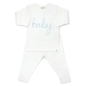 oh baby! Two Piece Set baby in Sky Blue Yarn - Cream